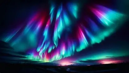 Colourful northern lights across a dark night sky